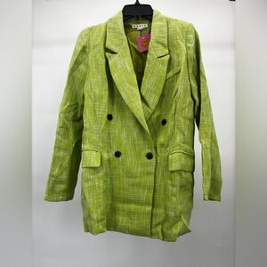 HYFVE By LALA Vibrant Green Tweed Matcha Latte Color Blazer Business Women